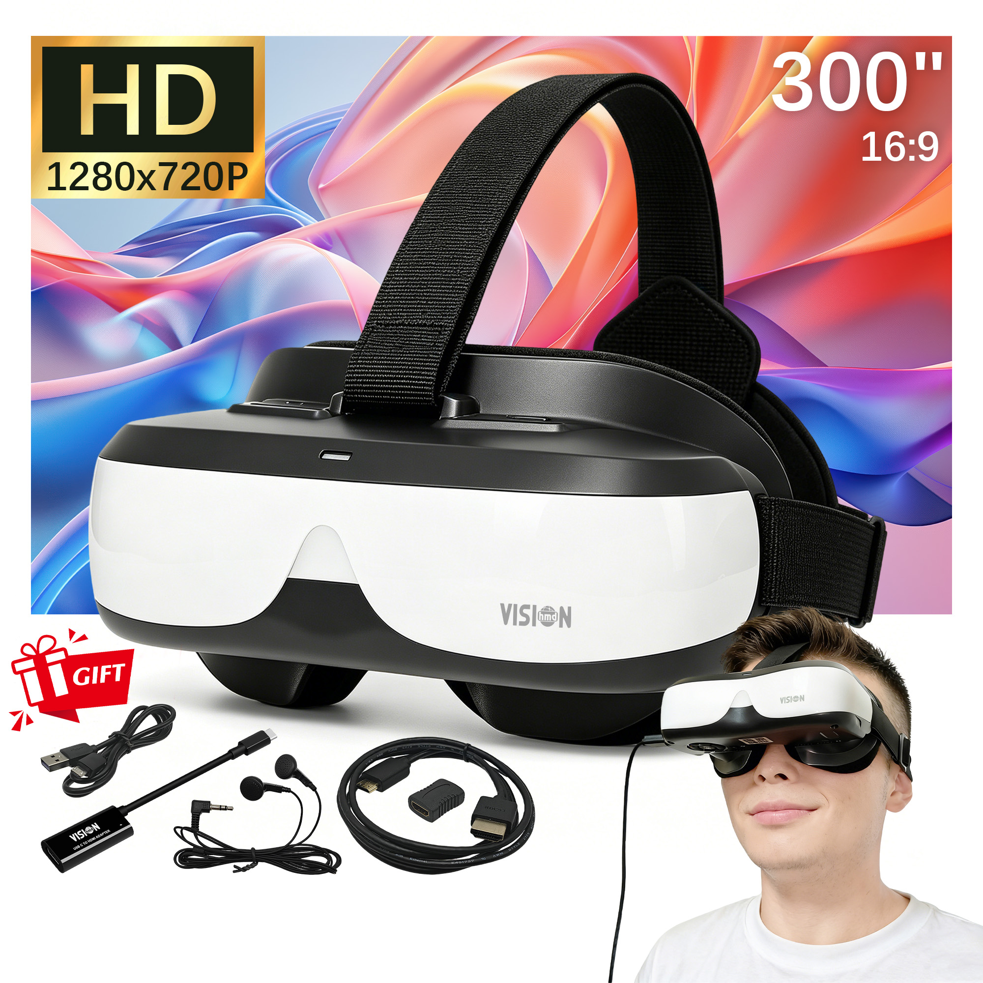 Video Home Cinema - Portable Head Mounted Display HDMI Type-C,