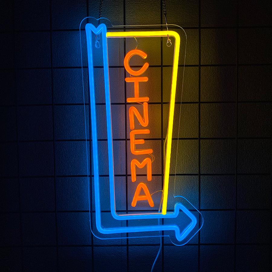 Home.Cinema Orange - Cinema Arrow LED Neon Sign USB