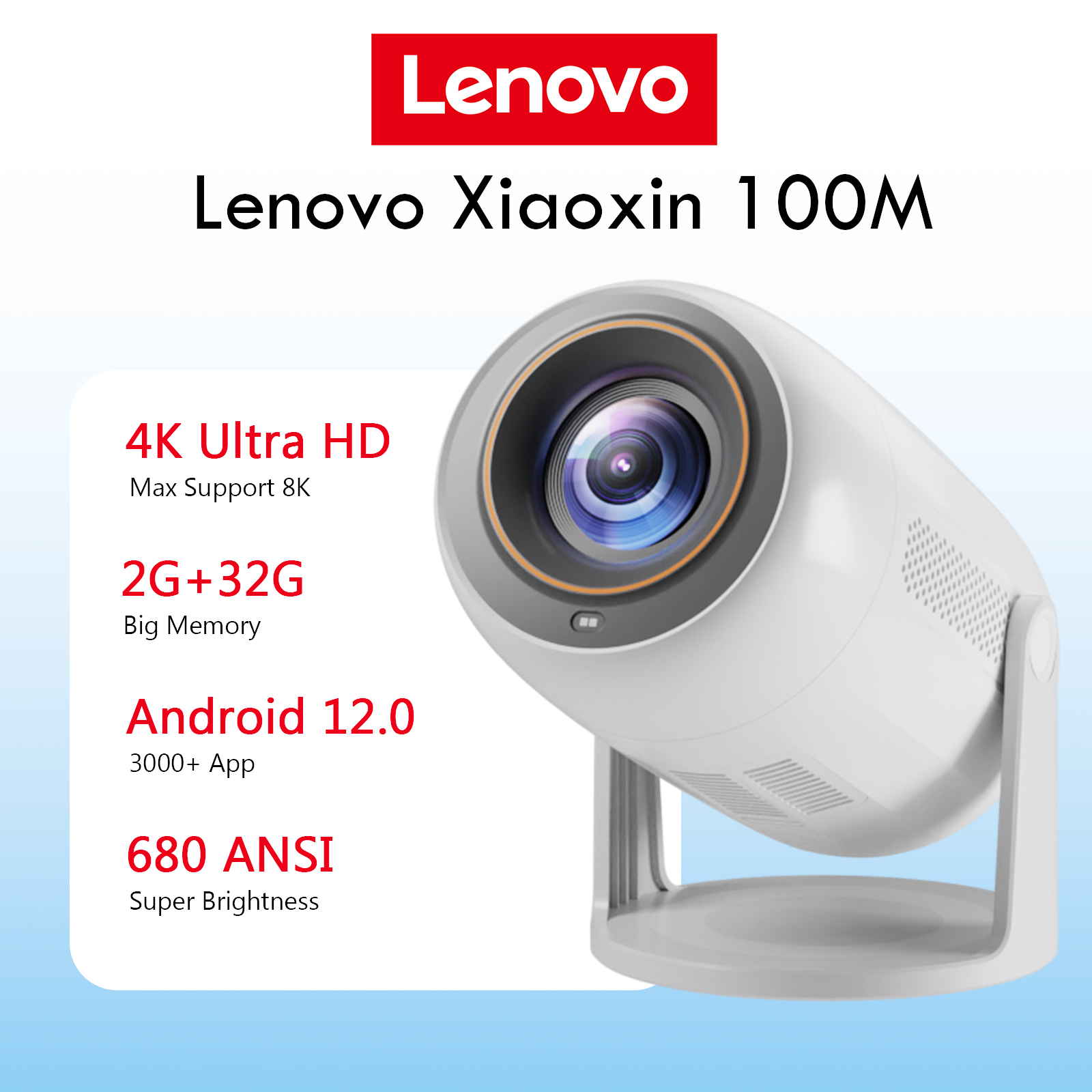 Home Cinema Focal - Lenovo Portable 4K Projector 100M Android