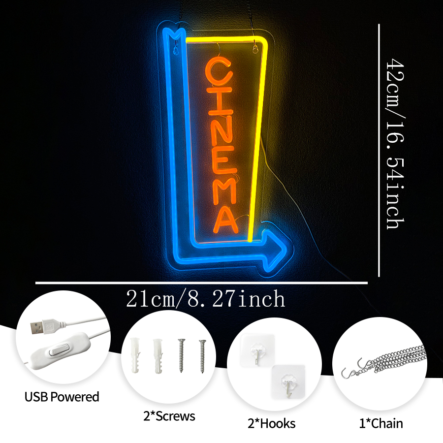 Cinema Arrow LED Neon Sign USB – Home.Cinema Orange recenzja i cena