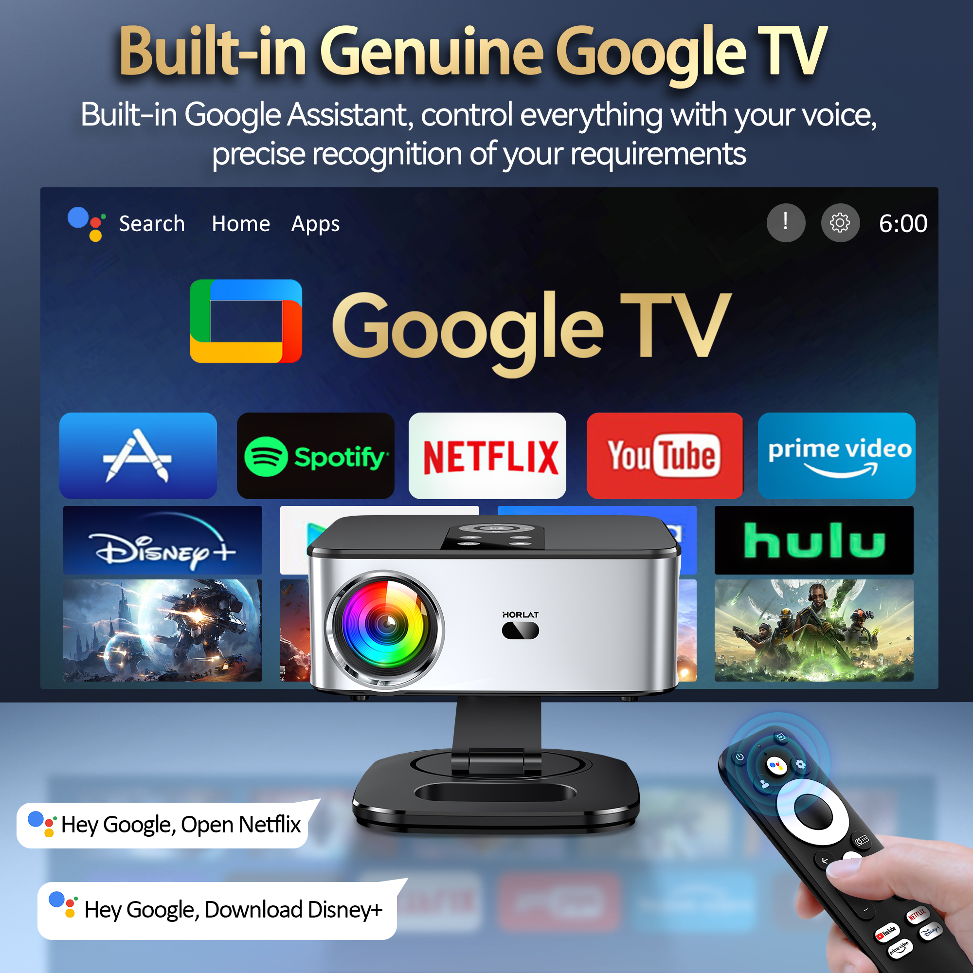 HORLAT Google TV Projector 400 – Home Cinema Focal recenzja i cena